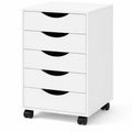 Caisson de Bureau avec 5 Tiroirs et Roulettes, Blanc, 40x40x66,5cm
