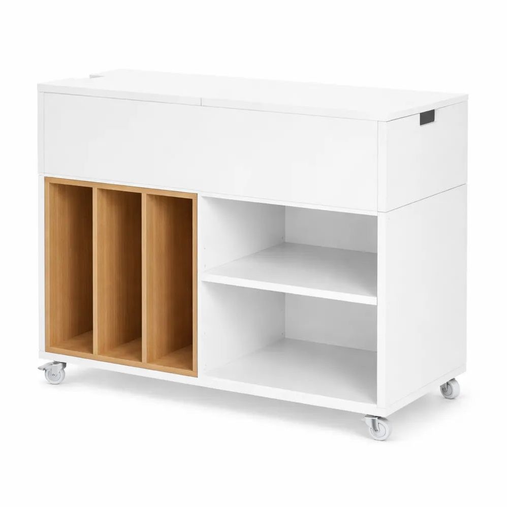Caisson de Bureau à Roulettes avec Tiroir et Étagère Amovible, blanc