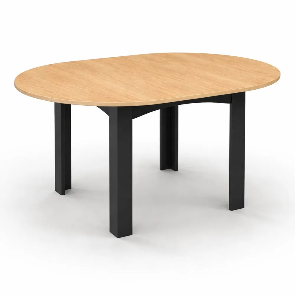Table à Manger Ronde Extensible pour 4 à 8 Personnes, Noire, 110-150 cm