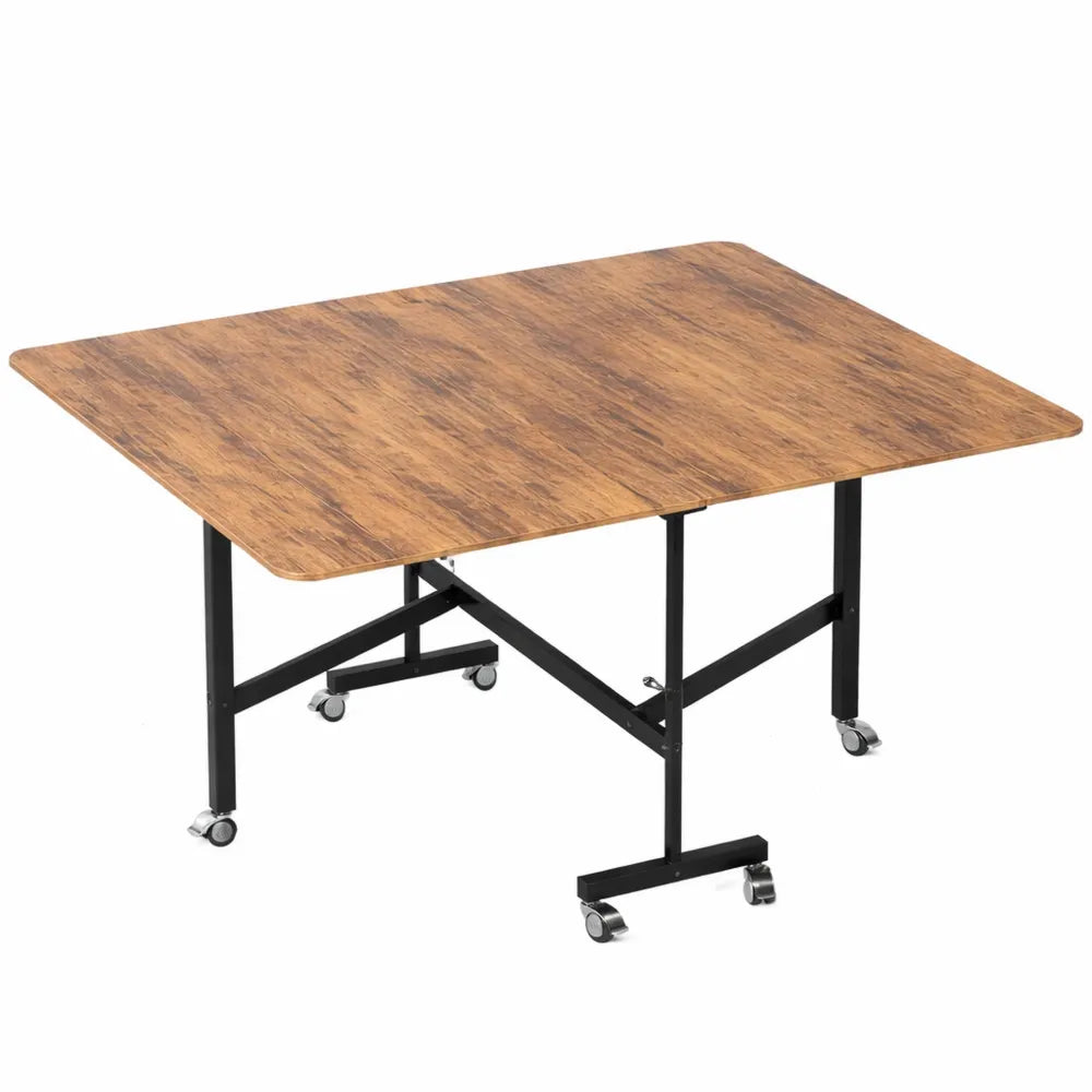 Table à Manger Pliante avec Roulettes et Freins pour 4-6 personnes